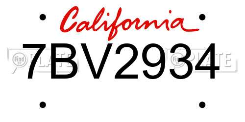 7BV2934 California License Plate