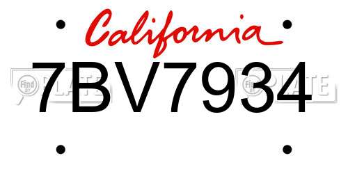 7BV7934 California License Plate