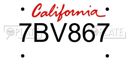 7BV867 California License Plate