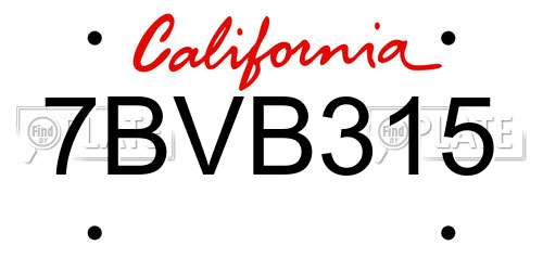 7BVB315 California License Plate
