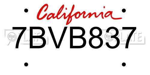 7BVB837 California License Plate