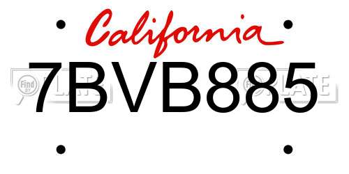 7BVB885 California License Plate