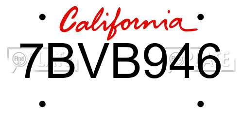7BVB946 California License Plate