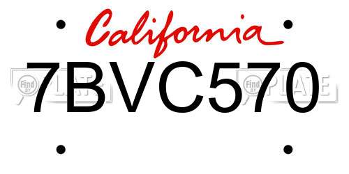 7BVC570 California License Plate