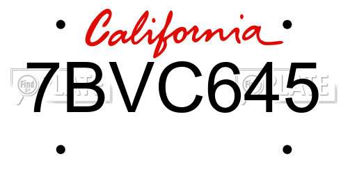 7BVC645 California License Plate