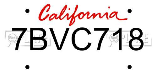 7BVC718 California License Plate