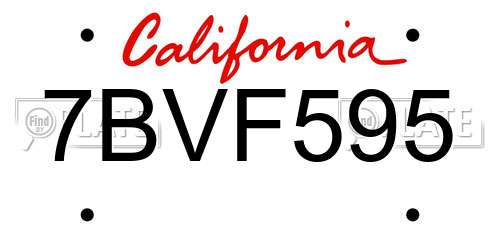 7BVF595 California License Plate