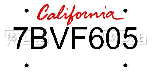 7BVF605 California License Plate