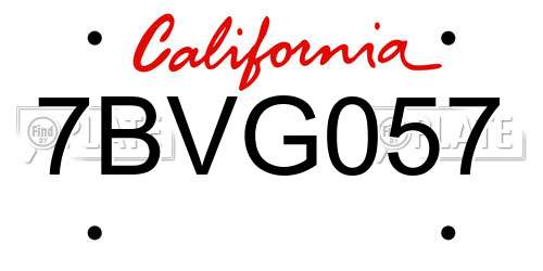 7BVG057 California License Plate