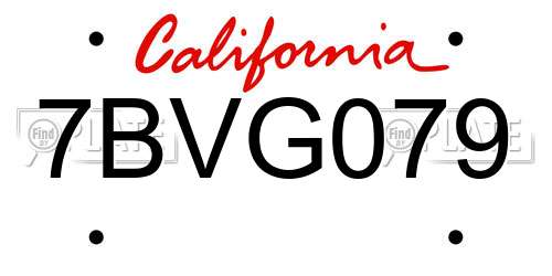 7BVG079 California License Plate