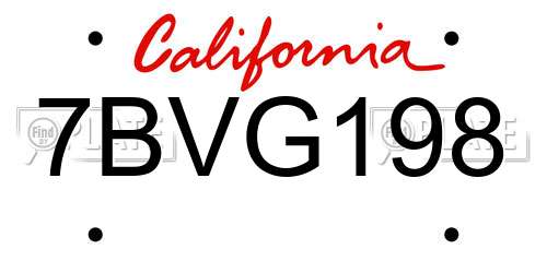 7BVG198 California License Plate