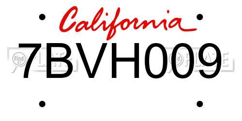 7BVH009 California License Plate