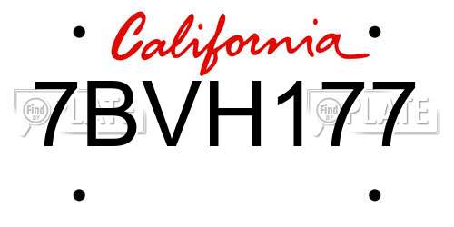 7BVH177 California License Plate