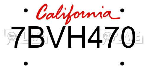 7BVH470 California License Plate