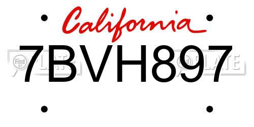 7BVH897 California License Plate