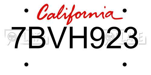 7BVH923 California License Plate