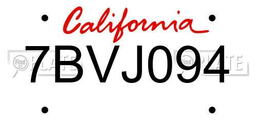 7BVJ094 California License Plate