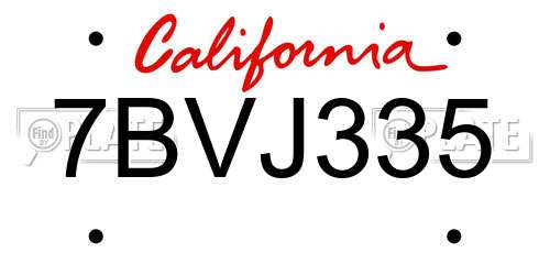7BVJ335 California License Plate