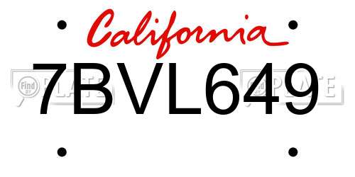 7BVL649 California License Plate