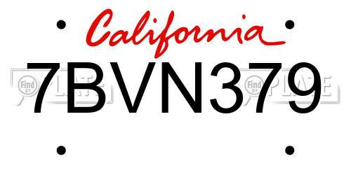 7BVN379 California License Plate