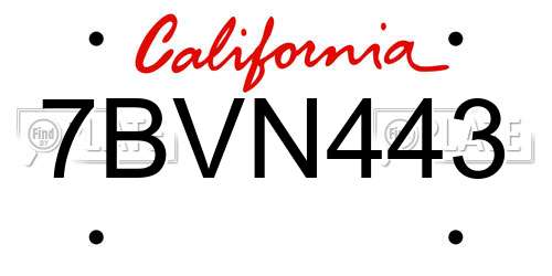 7BVN443 California License Plate