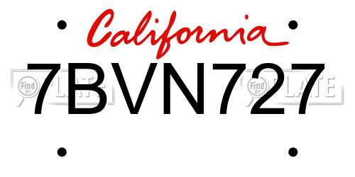7BVN727 California License Plate