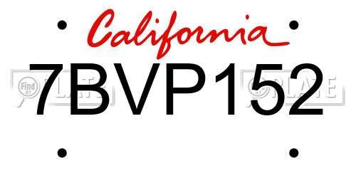 7BVP152 California License Plate