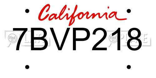 7BVP218 California License Plate
