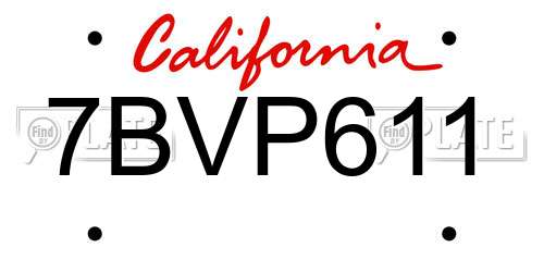 7BVP611 California License Plate
