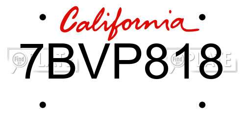 7BVP818 California License Plate