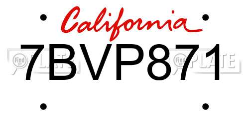 7BVP871 California License Plate