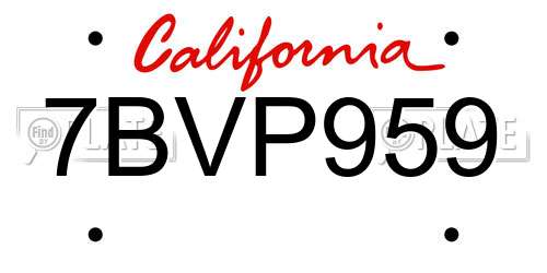 7BVP959 California License Plate