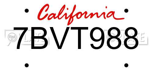 7BVT988 California License Plate