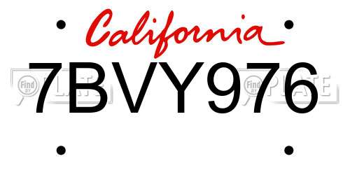 7BVY976 California License Plate
