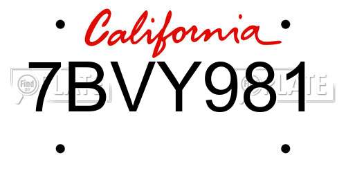 7BVY981 California License Plate