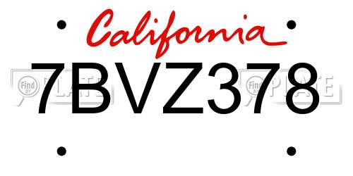 7BVZ378 California License Plate