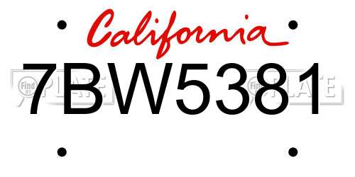 7BW5381 California License Plate