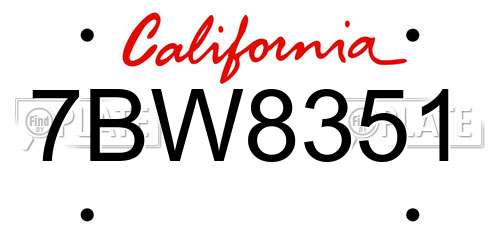 7BW8351 California License Plate