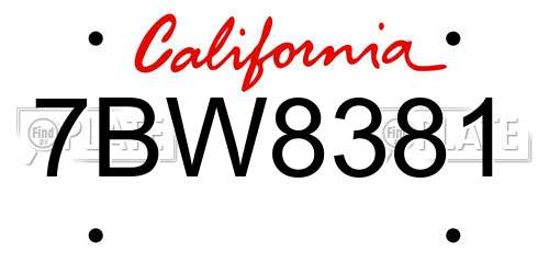 7BW8381 California License Plate