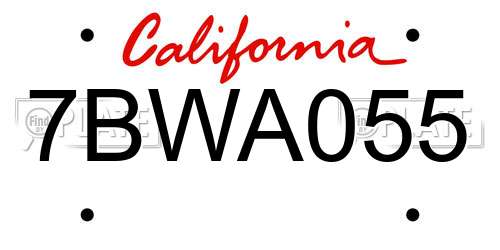7BWA055 California License Plate