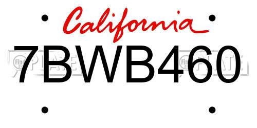 7BWB460 California License Plate