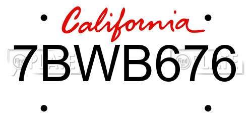7BWB676 California License Plate
