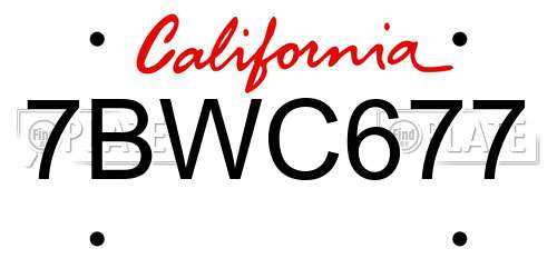 7BWC677 California License Plate
