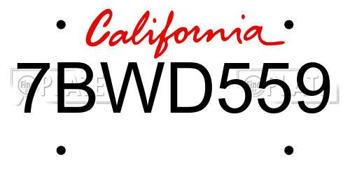 7BWD559 California License Plate