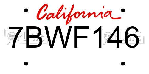 7BWF146 California License Plate