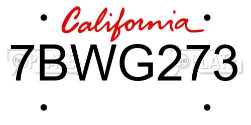 7BWG273 California License Plate