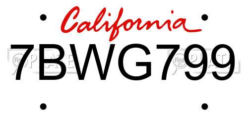 7BWG799 California License Plate