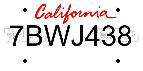 7BWJ438 California License Plate