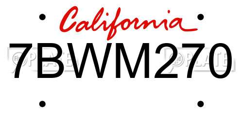 7BWM270 California License Plate