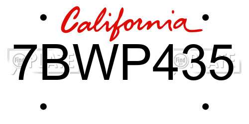 7BWP435 California License Plate